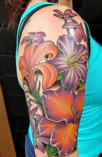 Arm flower tattoo