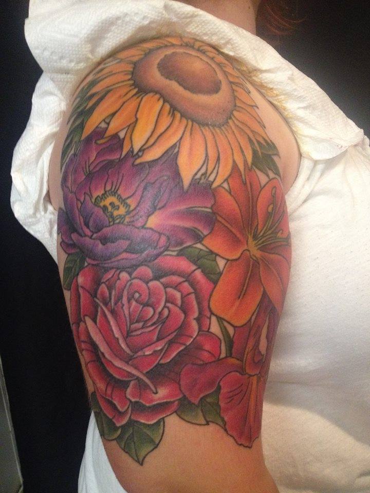 Shoulder flower tattoo 2